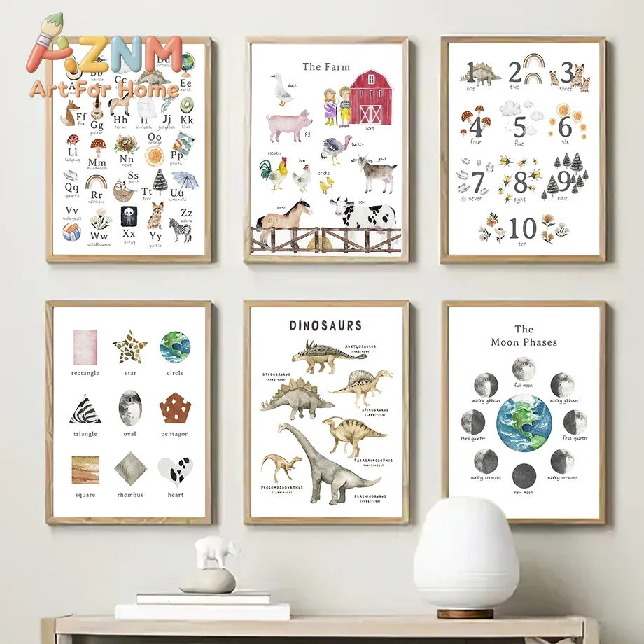 Lukisan Kanvas Poster Cetak Ga - Kids Education Number ulasan dan harga