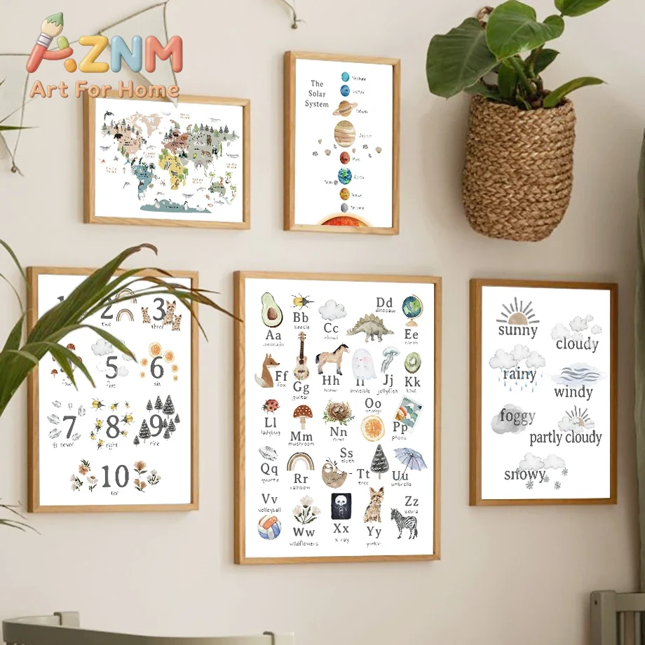 Lukisan Kanvas Poster Cetak Ga - Kids Education Number ulasan dan harga